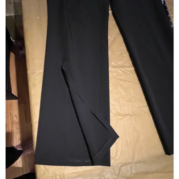 Adam Pour Eve Paris size 10 black wide leg mid rise dress pants with slit leg - Picture 4 of 14
